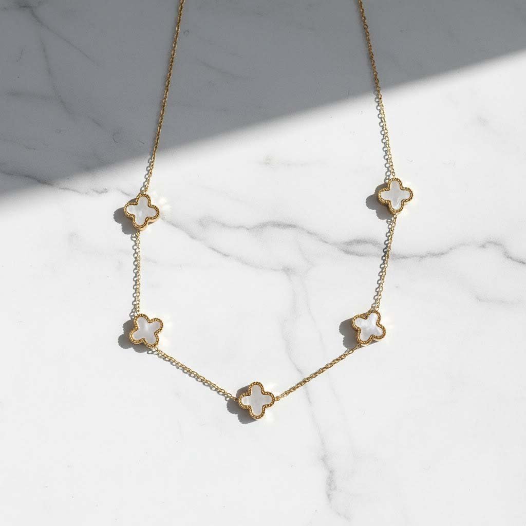 Celestine "Clover" Sedefli Yonca 316L Çelik Şans Kolyesi